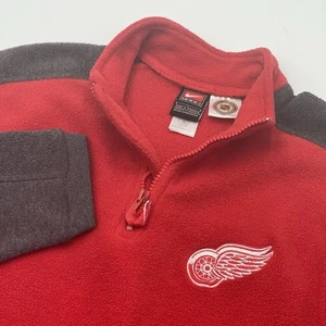 VTG Nike Detroit Red Wings 1/4 Zip Pullover Youth Size L NHL Hockey Red Mock Y2K - Picture 1 of 9