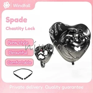 Black Peachs Lock Chastity Cage Device Black Ring  Male Chastity Belt - Picture 1 of 25