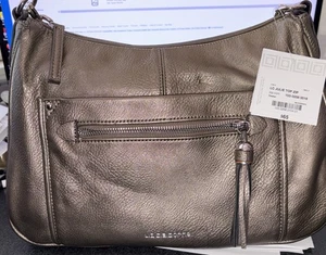 Sac bandoulière Liz Claiborne marron métallisé avec pompon 9X14X4 - Photo 1/4