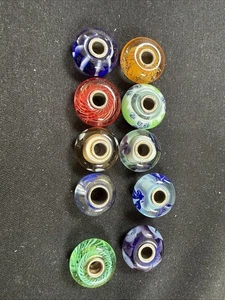 Autentiche perle di vetro Trollbeads argento sterling rosso/verde/blu lotto di 10 - Foto 1 di 3