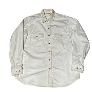 Vintage 80s 90s St. John’s Bay Cream Heavy Chamois Button Up Shirt USA Size L - Picture 1 of 10