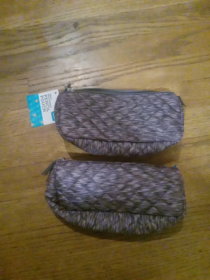 Bolsa de maquillaje/lápiz de tela acolchada para bolígrafo + engranaje, gris jaspeado. ¡¡Nuevo!! Pack de 2 Foto 1 de 2