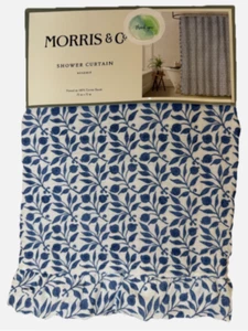 William Morris & Co ~Cortina de Ducha~ROSEHIP~Azul y Blanco~72x72~NUEVO CON ETIQUETAS~100% Algodón~ - Imagen 1 de 6