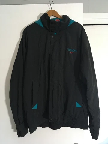 Vtg Voyager Gear For Sports Villanova University Hooded Black Jacket Large Neon Cover