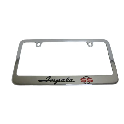 Marco de matrícula cromado metálico con logotipo Chevrolet Impala SS con licencia oficial Foto 1 de 3