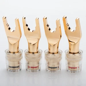 4 Stück Y Spaten Stecker Gabel Stecker auf 4 mm Buchse Bananenbuchse für Lautsprecherkabel - Bild 1 von 10