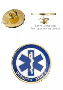 Símbolo de alerta médica para diabéticos tipo 2 insignia alfiler - Imagen 1 de 3