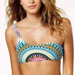 New Bar III Sunburst Geo Bikini Swim Top Women’s Medium One Shoulder Padded - Picture 1 of 6