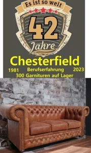 Chesterfield Deal 3 Sitz Sofa in luxus Aniline S Leder Rinder Narben leder - Bild 1 von 14