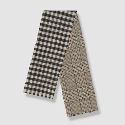 $495 Alonpi Men's Beige Gap Cashmere Double Faced Check Scarf Size OS - Image 1 of 2