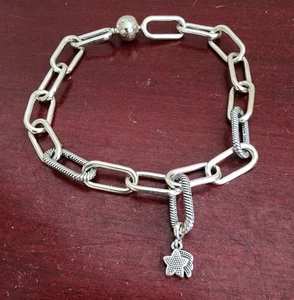 PANDORA 925 STERLING SILVER ME LINK BRACELET. W/PANDORA SHOOTING STAR CHARM. 9" - Picture 1 of 11