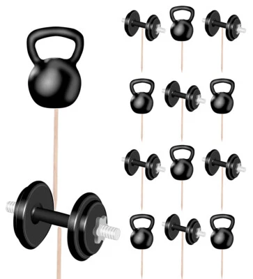 AK GIFTSHOP Gym Weights Birthday Cupcake & Party Food Toppers Decorations Picks 14 Pack