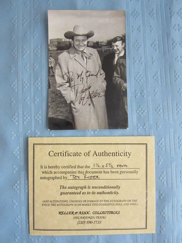 RARE SIGNED ORIGINAL W/COA TEX RITTER CANDID INSCRIBED 3 1/2 X 5 1/2 PHOTO Cover