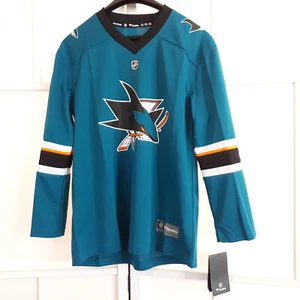 NWT NEW Fanatics San Jose Sharks NHL Hockey Jersey Teal Blue Kids Youth L / XL - Picture 1 of 12