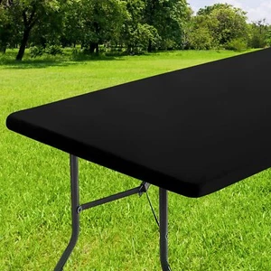 30x72Inch Rectangle Elastic Fitted Flannel Backed Vinyl Tablecloth for 6Ft Table - Picture 1 of 7