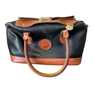 DOONEY & BOURKE Black Leather Crossbody Satchel Doctors Bag Handbag Purse USA - Picture 1 of 7