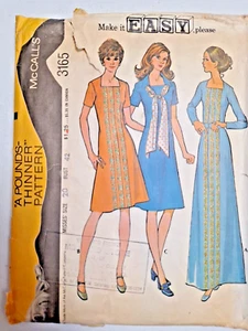 Dress Gown A Line 20 McCalls 3165 Sewing Pattern VTG Thinner FF Square Neckline - Picture 1 of 7