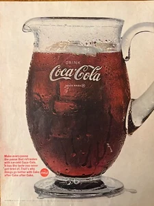 Drink Coca Cola Print Ad “The Pause That Refreshes” Coke Glass Pitcher 1966 - Picture 1 of 2