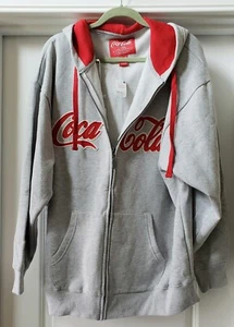 Coca-Cola - Heather Gray Full Zip / Pocketed Coca-Cola Hooded Sweatshirt - New - Picture 1 of 7