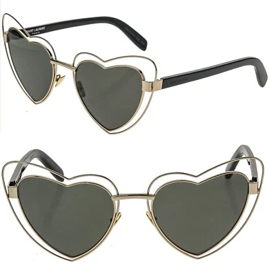 SAINT LAURENT LOULOU SL 197 SL197 Black Gold Metal Heart Fashion Sunglasses 002 - Image 1 of 4