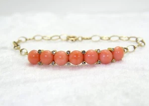 Brazalete conversión 6 1/2" oro 15ct diamante corte coral y rosa victoriano medio - Imagen 1 de 8