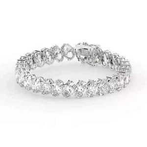 Deal Oval Cut Lab-Created Diamond Tennis Bracelet 14K White Gold Plated 34Ct 7" - Picture 1 of 6