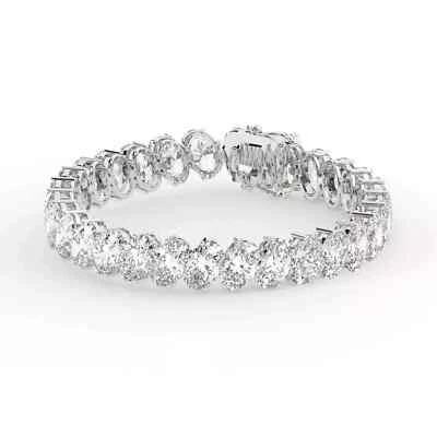 Deal Oval Cut Lab-Created Diamond Tennis Bracelet 14K White Gold Plated 34Ct 7" - Image 1 of 4