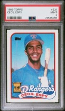 1989 Topps Cecil Espy Rookie Cup Baseball Card #221 PSA 9 Mint