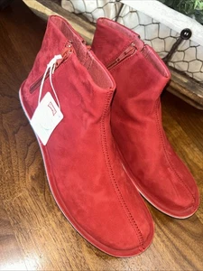 Camper Mujer EU 40 US 9 Sin Cordones Rojo Gamuza Botas Zapatos Suela Negra Nuevo con Etiquetas - Imagen 1 de 9