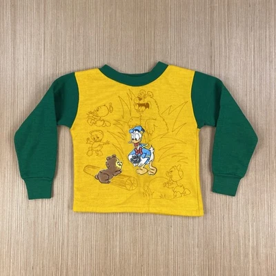 Vintage Shirtees Sweater Boys 4-5 Yellow Mickey Mouse Club Donald Duck 70s Play - Image 1 of 4