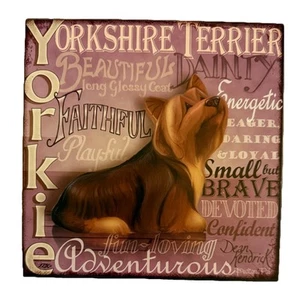 Yorkshire Terrier Yorkie Attributes Personality Plaque Sign 8 X 8 Shelf Wall - Picture 1 of 9