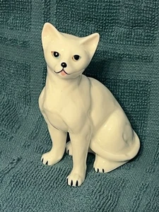 "Estatuilla de gato blanco de porcelana de 4"" de colección ojos de diamante Khao Manee Tailandia buena suerte" - Imagen 1 de 12
