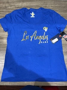 Fanatics Women's Los Angeles Rams V-neck T-Shirt Size Large Tee NFL Royal Blue - Picture 1 of 4