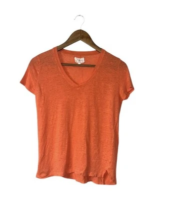 Lou & Grey Orange 100% Linen Short Sleeve Tee Shirt Comfort Basic T Size XS - Image 1 of 4