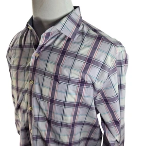 Tommy Bahama The Newport Coast Shirt Mens Large Purple Plaid Long Sleeve - Picture 1 of 8