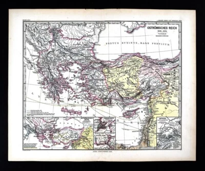 1880 Spruner Map Eastern Roman Empire Constantinople Turkey Greece Antioch  1096 - Image 1 of 4