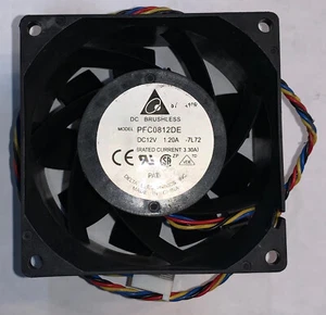 Delta PFC0812DE DC-12V 3.30A/39.6W Server cooling fan 80*80*38mm 4Pin - Picture 1 of 6