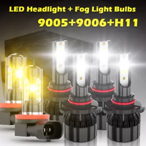 White Yellow LED Headlight Hi-Low Fog Light Bulbs Kit For Toyota RAV4 2007-2011 - Picture 1 of 12