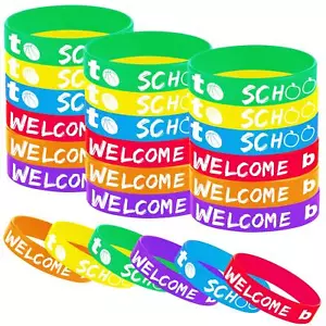 24PCS Welcome Back to School Party Rubber Bracelets First Day of School Party... - Picture 1 of 5