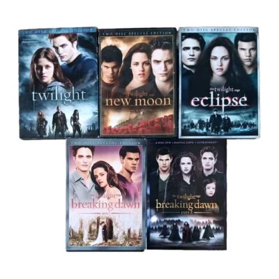 (5) Movies Complete Twilight, New Moon, Eclipse Breaking Dawn Parts 1 & 2 DVDs - Image 1 of 4