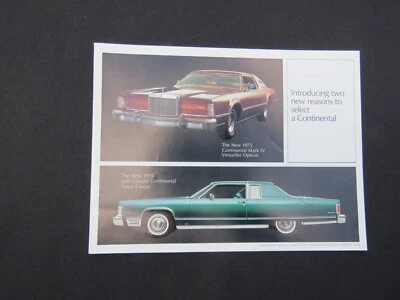 Lincoln 1975 folleto de ventas catálogo Mark IV Town Car Continental solo 1 en eBay Foto 1 de 3