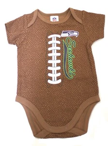NFL Seattle Seahawks Script Logo Football Short Sleeve Bodysuit - Picture 1 of 1