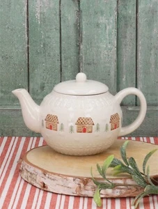 Stoneware Teapot Gingerbread Houses, Christmas Festive crockery, Gisela Graham - Picture 1 of 1