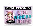 Girl Gamers Only Gaming Female Door Sign Wall Plaque Gift Games Console Computer