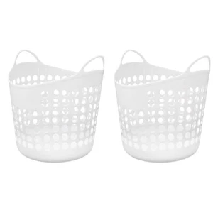 2 Pack Flexibler Wäschekorb Rund Biegsam Weiss Waschkorb Transportabler - Bild 1 von 12