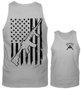 AR-15 Front of US Flag 2nd Amendment Gun Skull Constitution Patriotic Tank Top - Bild 1 von 8