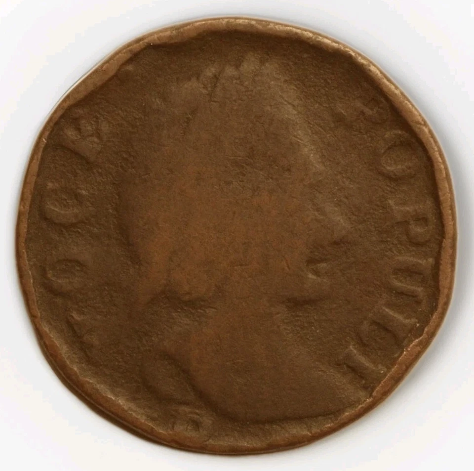 1760 VOCE POPULI Colonial Copper P Debajo Troquel Fallo N-14 Foto 1 de 4