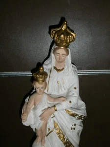 ANCIENNE STATUE RELIGIEUSE/ND DES VICTOIRES/VIERGE A ENFANT JESUS/PLATRE/H.47/11 - Picture 1 of 10