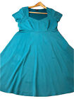 TORRID 1 Short Sleeves BLUE DRESS KNIT A LINE midi Sweetheart neck, Flared Skirt