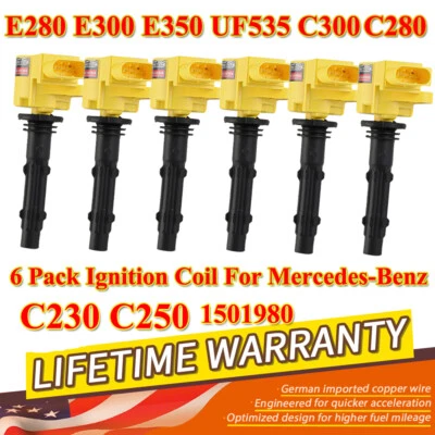 Paquete de 6 bobinas de encendido para Mercedes-Benz E280 E300 E350 C230 C250 C280 C300 UF535 Foto 1 de 4